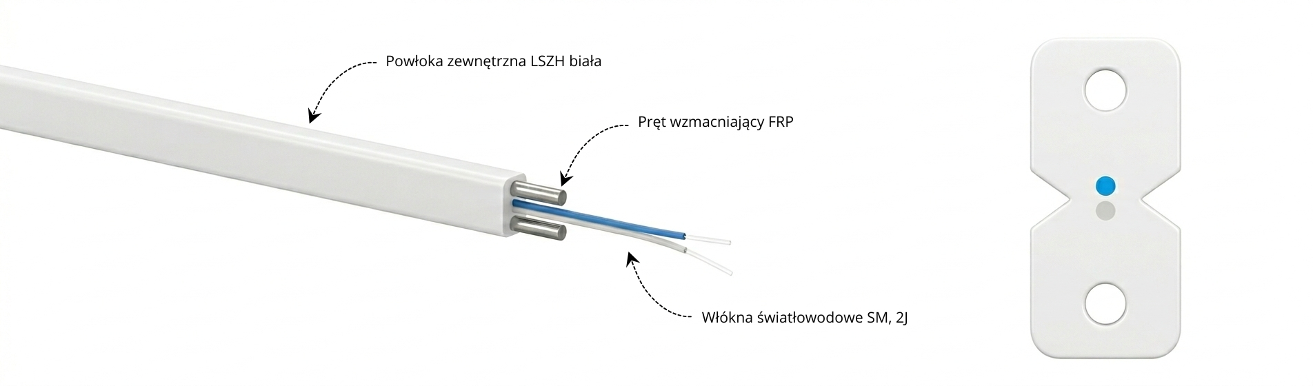 Kabel światłowodowy FTTH 2J SM LSZH 1000m